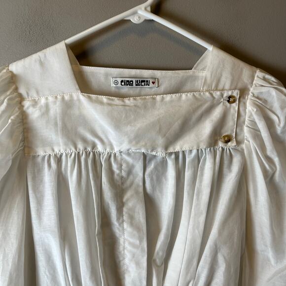 Ciao‎ Lucia Allegra White Blouse Silk Cotton Blend Peasant Cottagecore Boho XS - Picture 2 of 6